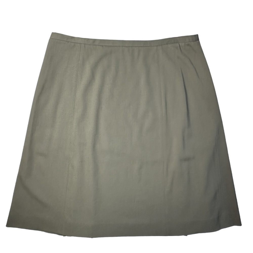 BURBERRY LONDON | Italian Olive Green Wool Pleated Knee Length Skirt US Size 12 - Picture 3 of 10